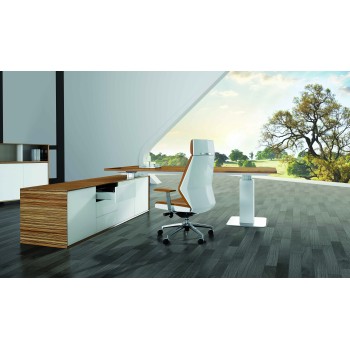 Evolution Executive Desk - Electric Height Adjustable Zebrano Wood