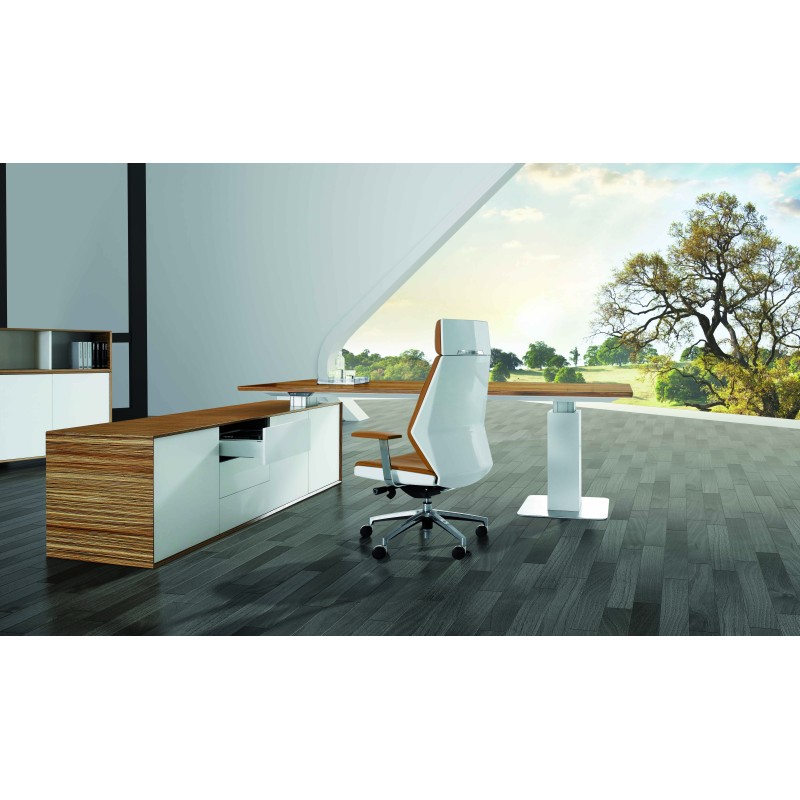 Evolution Executive Desk - Electric Height Adjustable Zebrano Wood
