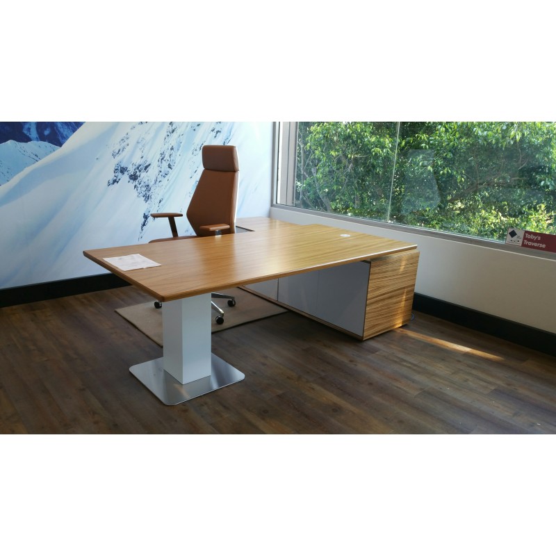 Evolution Executive Desk - Electric Height Adjustable Zebrano Wood