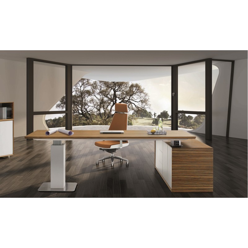 Evolution Executive Desk - Electric Height Adjustable Zebrano Wood