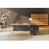 Novara Executive Desk in Zebrano Wood Veneer with Cabinet Return