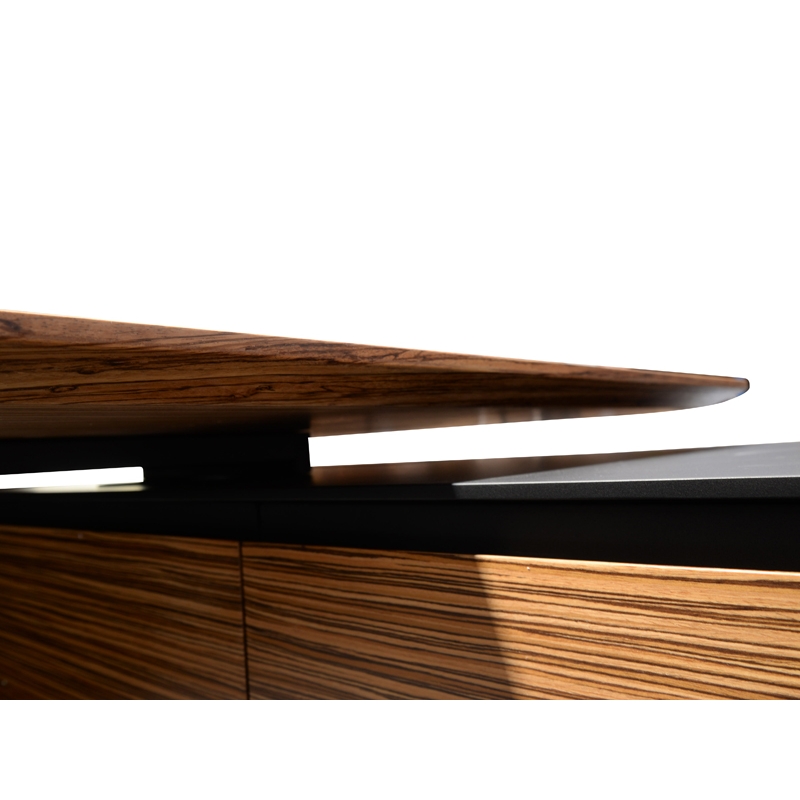 Novara Executive Desk in Zebrano Wood Veneer with Cabinet Return