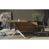 Novara Executive Desk in Zebrano Wood Veneer with Cabinet Return