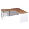 Workstation 2 Piece Radial Desk - Birch and White