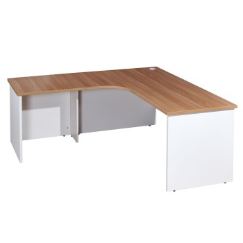 Workstation 2 Piece Radial Desk - Birch and White