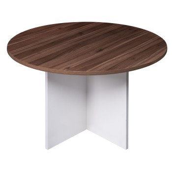 Meeting Table Round Sepia and White