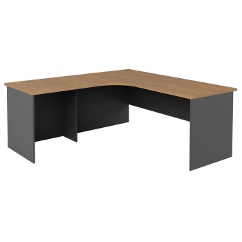 Workstation 2 Piece Radial Desk - Walnut and Graphite