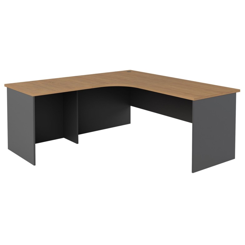 Workstation 2 Piece Radial Desk - Walnut and Graphite