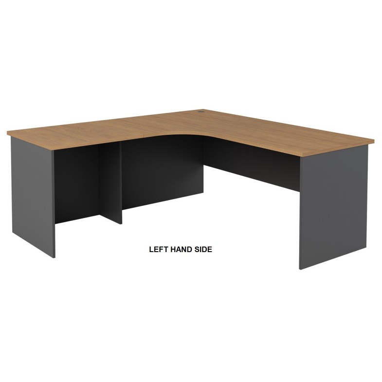 Workstation 2 Piece Radial Desk - Walnut and Graphite