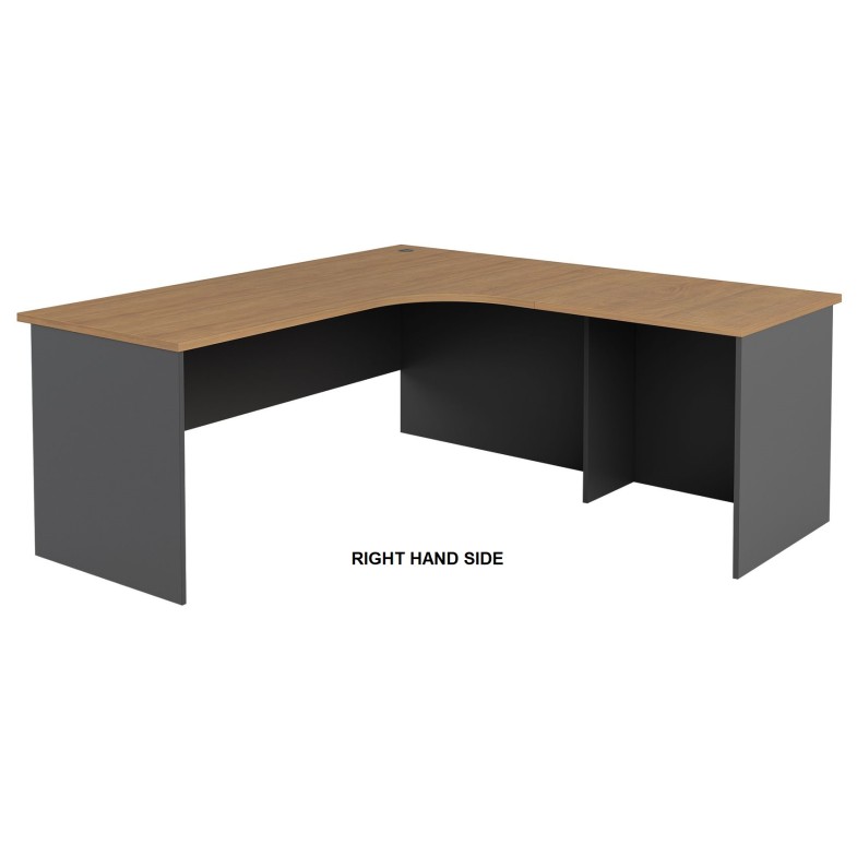 Workstation 2 Piece Radial Desk - Walnut and Graphite