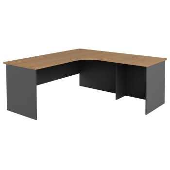 Workstation 2 Piece Radial Desk - Walnut and Graphite