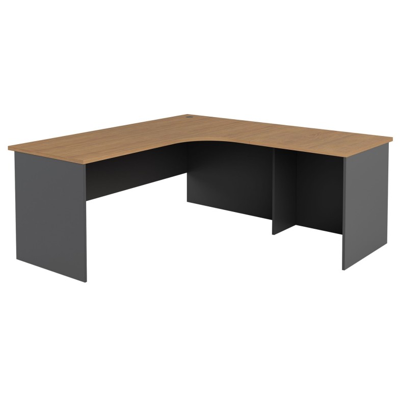 Workstation 2 Piece Radial Desk - Walnut and Graphite