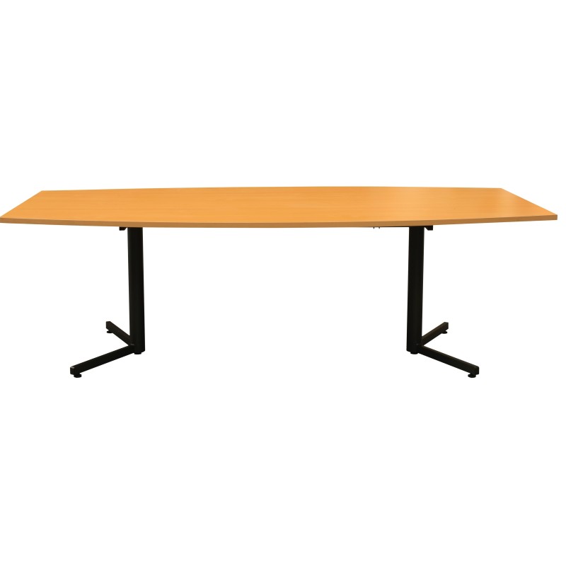 OM Boardroom Table 2.4m Beech on Black Legs