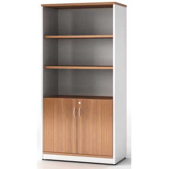 Cabinet Half Doors Lockable - Birch and White