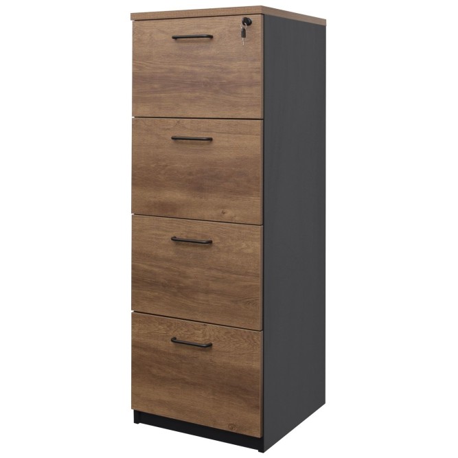 Filing Cabinet - 4 Drawer Walnut and Graphite