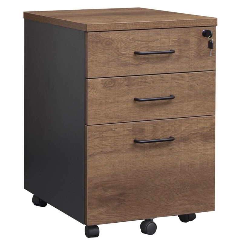 Pedestal Mobile 3 Drawer - Walnut and Graphite