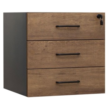 Desk Drawers -3 Drawers Walnut and Graphite