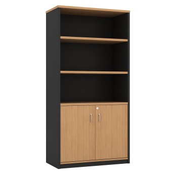 Cabinet Half Doors Lockable - Beech and Graphite 