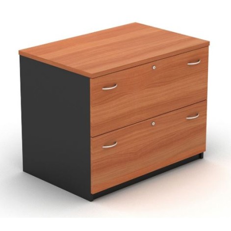 Lateral Filing Cabinet - 2 Drawer Cherry and Graphite