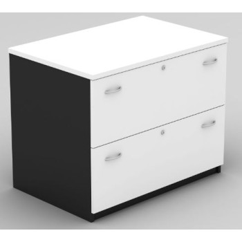 Lateral Filing Cabinet - 2 Drawer White and Graphite