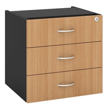 Desk Drawers -3 Drawers Beech & Graphite