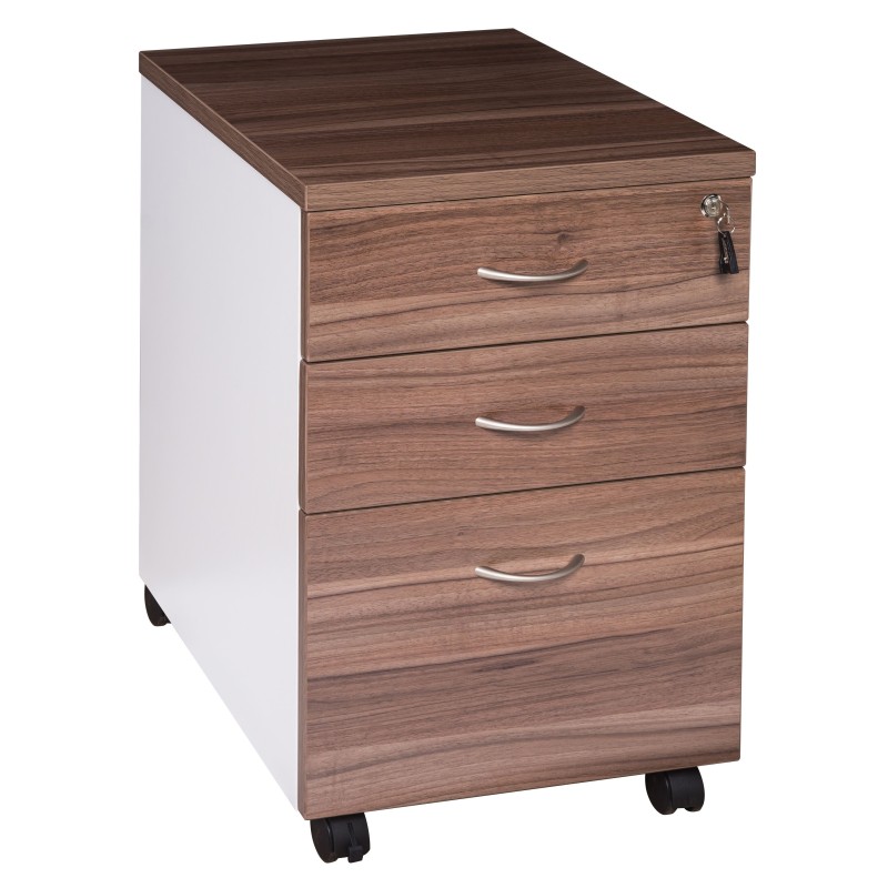 Pedestal Mobile 3 Drawer - Sepia and White
