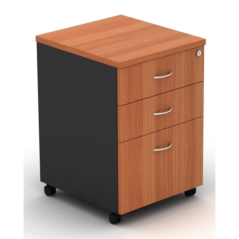 Pedestal Mobile 3 Drawer - Cherry and Graphite