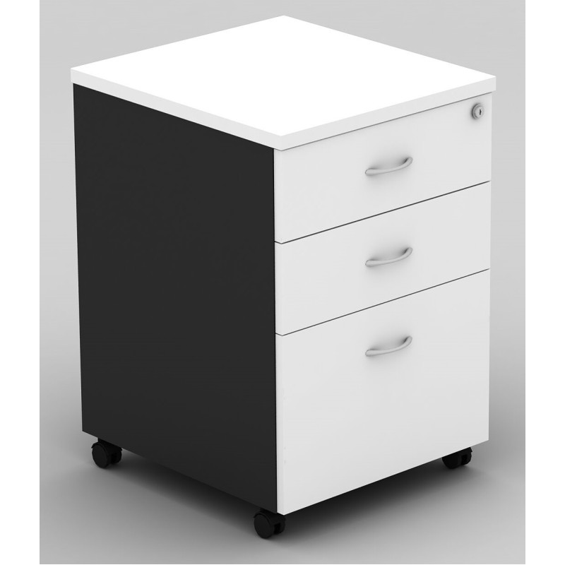 Pedestal Mobile 3 Drawer - White and Graphite