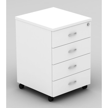 Pedestal Mobile 4 Drawer - All White