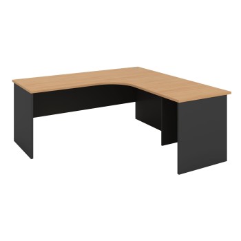 Workstation 2 Piece Radial Desk - Beech & Graphite