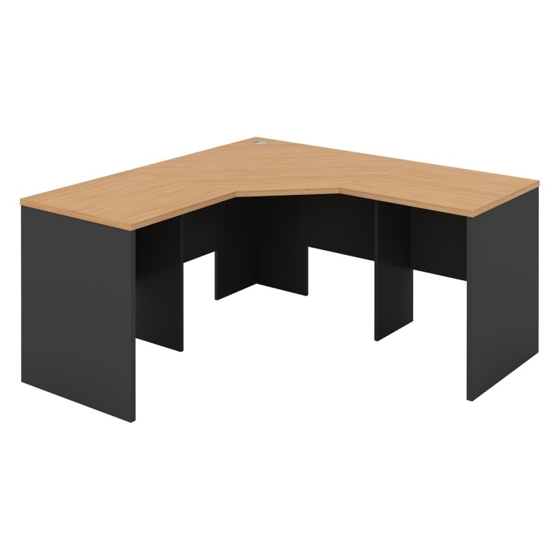 Workstation 3 Piece Corner Desk - Beech & Graphite