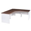 Workstation 3 Piece Corner Desk - Sepia and White