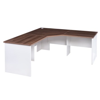 Workstation 3 Piece Corner Desk - Sepia and White