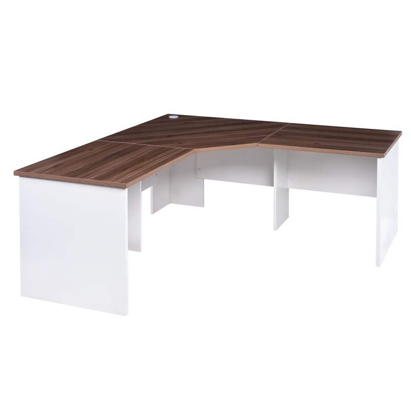 Workstation 3 Piece Corner Desk - Sepia and White