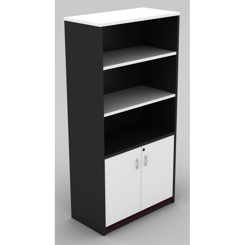 Cabinet Half Doors Lockable - White and Graphite 