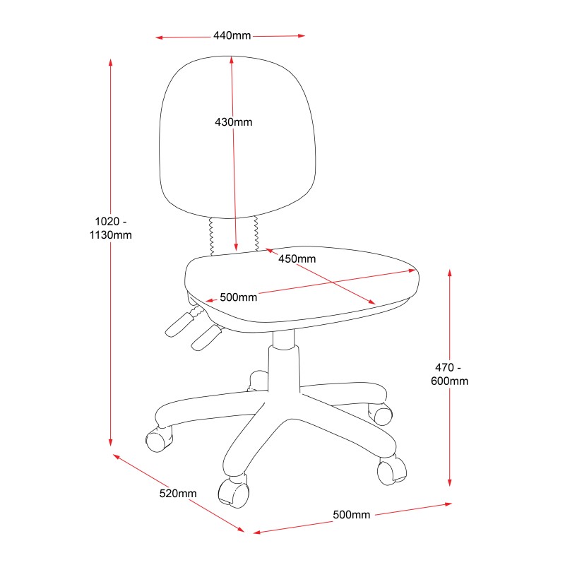 EC070BM Medium Back Task Chair WITH OPTIONAL ARMS
