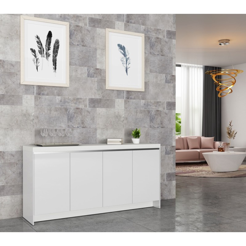 Counter Credenza Hinged Door Gloss White