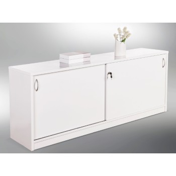 Reception Counter Credenza Sliding Door Gloss White