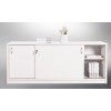 Reception Counter Credenza Sliding Door Gloss White