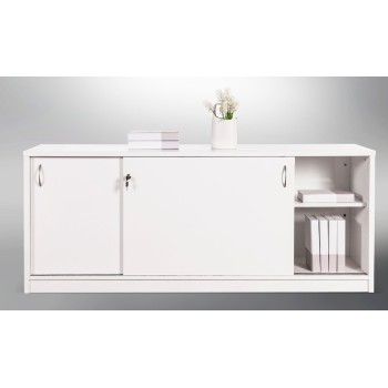Reception Counter Credenza Sliding Door Gloss White
