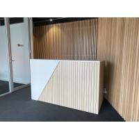 Mies Summit Reception Desk Classic Oak and White 200