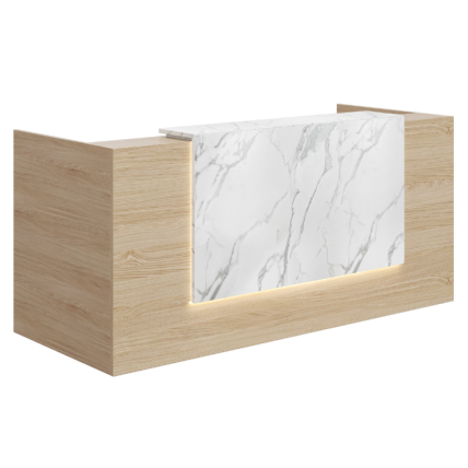 Mies Waterfall Marble Customisable Reception Desk HUGE CHOICE OF COLOURS & CUSTOM SIZES AVAILABLE