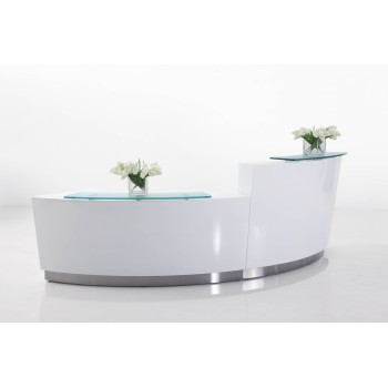 Evo Reception Desk Gloss White 2 Piece