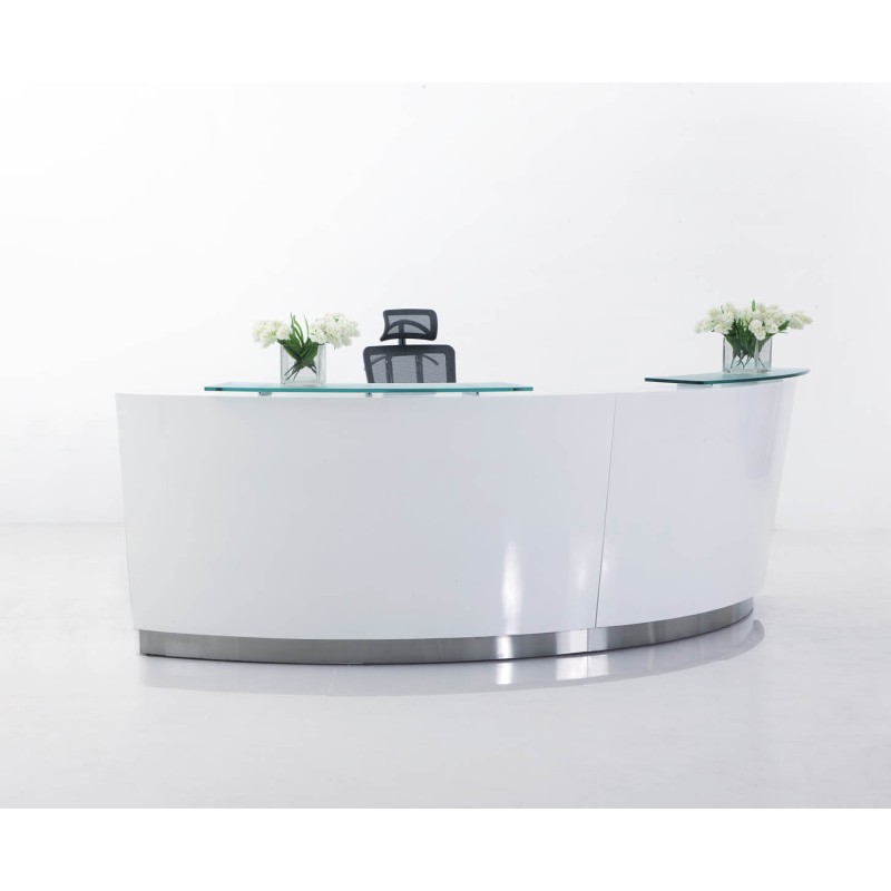 Evo Reception Desk Gloss White 2 Piece