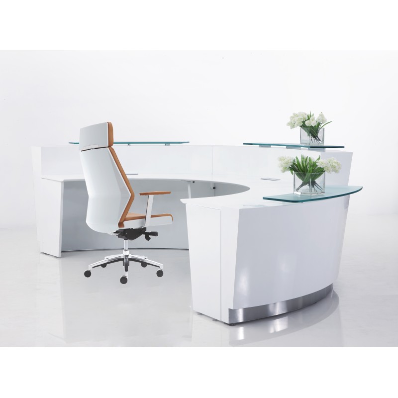 Evo Reception Desk Gloss White 3 Piece