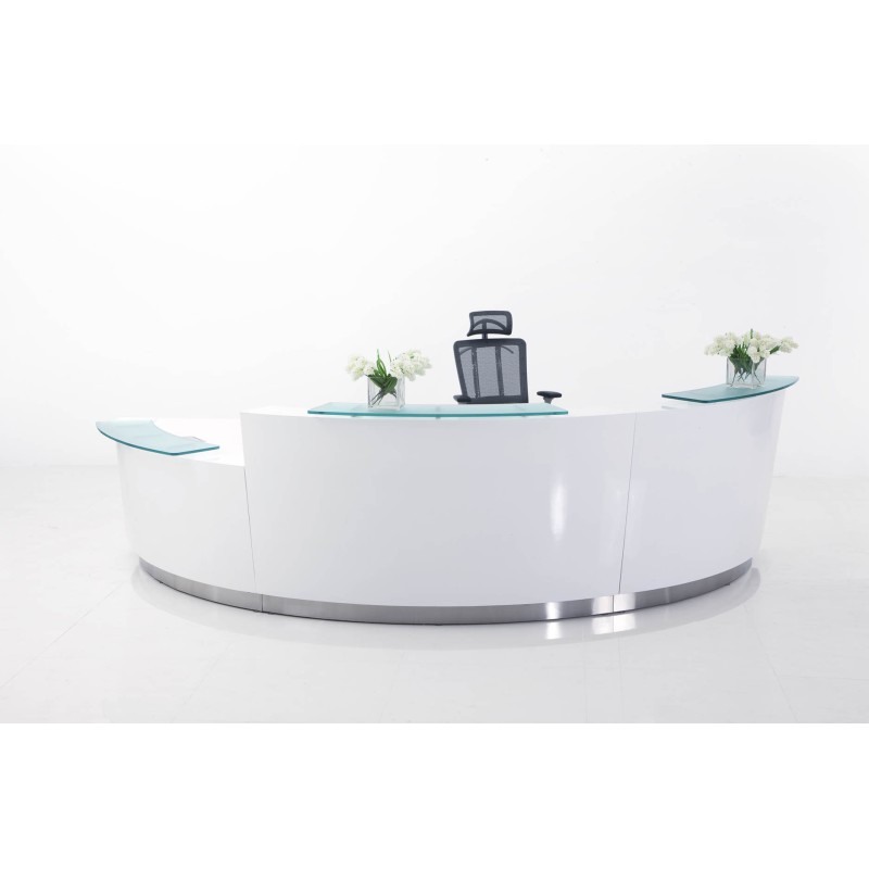 Evo Reception Desk Gloss White 3 Piece