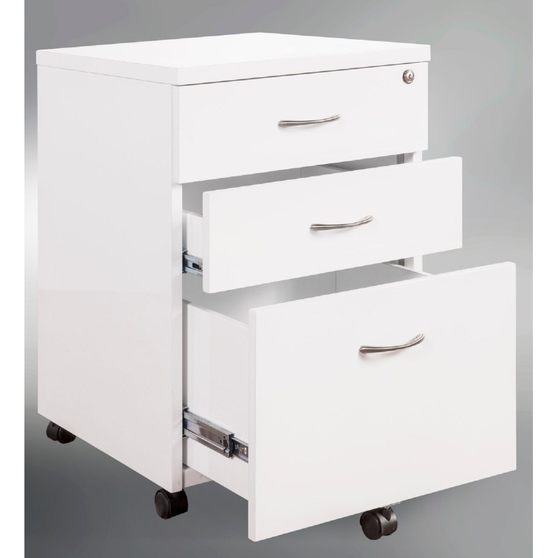 Pedestal Mobile 3 Drawer Gloss White