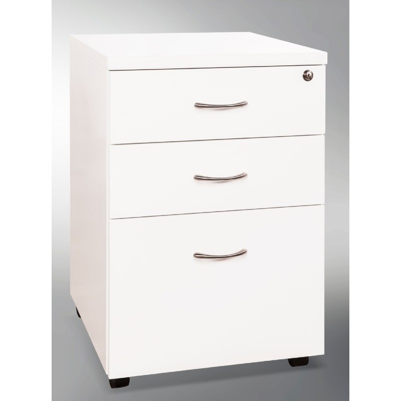 Pedestal Mobile 3 Drawer Gloss White
