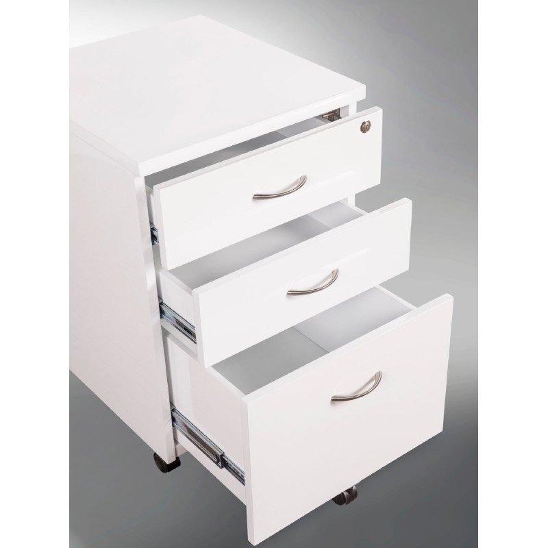 Pedestal Mobile 3 Drawer Gloss White