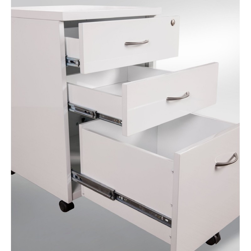 Pedestal Mobile 3 Drawer Gloss White